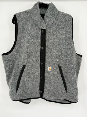 Carhartt Sherpa Fleece Vest XXL Relaxed Fit Workwear Pockets Outdoor Snap Front